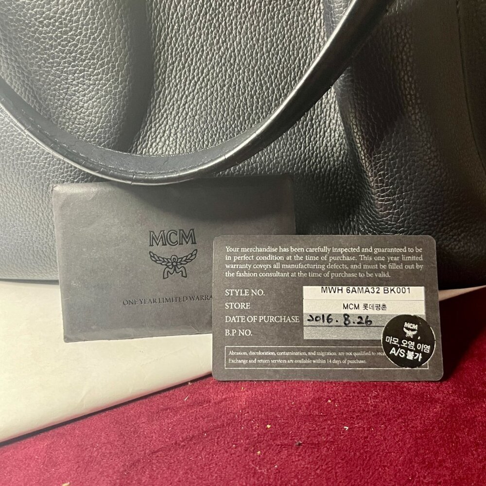 MCM Milla Black Large Leather Hobo Bag Gilded Turnlock Top Handle - Picture 2 of 5